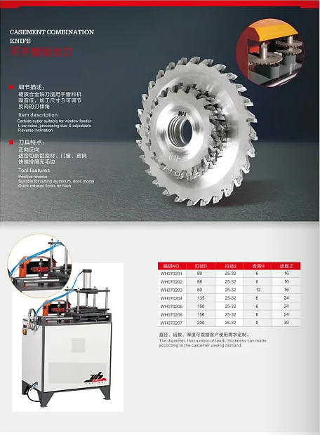 Industrial casement combination knife for precise window frame cutting and aluminum profile shaping